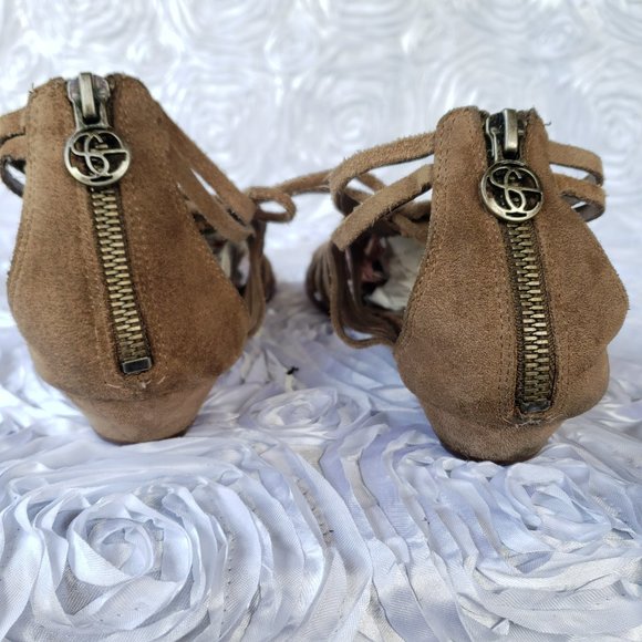 Sam Edelman Womens Boho Gladiator Wedge Thong Sandals Sz 6.5M Suede Zipper Shoes - Picture 7 of 9